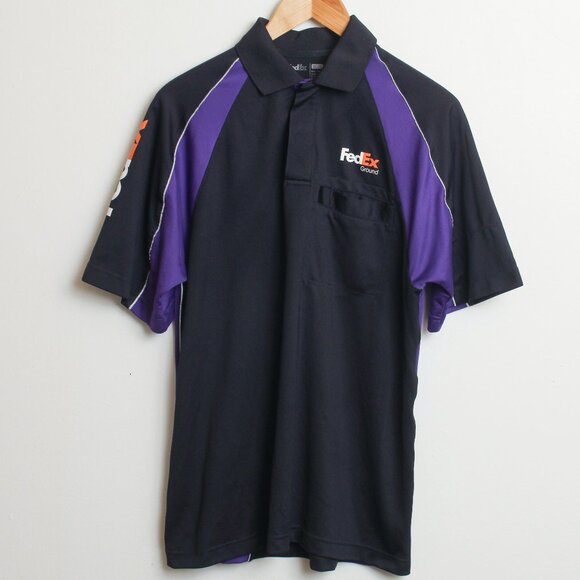 FedEx Employee Polo Mens Medium Black Purple - Picture 1 of 7